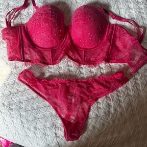Victoria’s Secret Elegant Pink Lace Lingerie Set